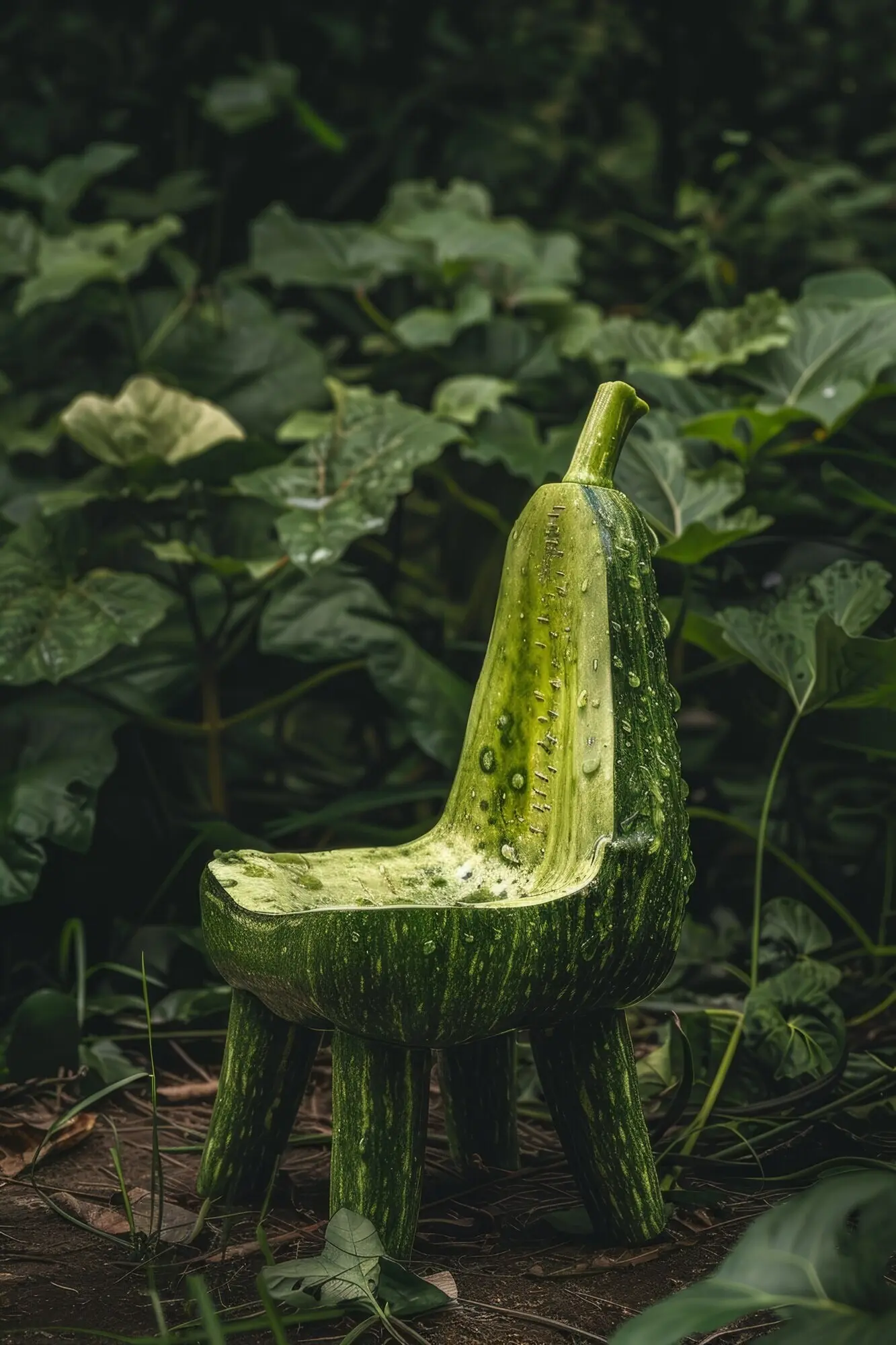 Von Obst und Gemüse inspirierte Möbel und Innenraumdekoration.